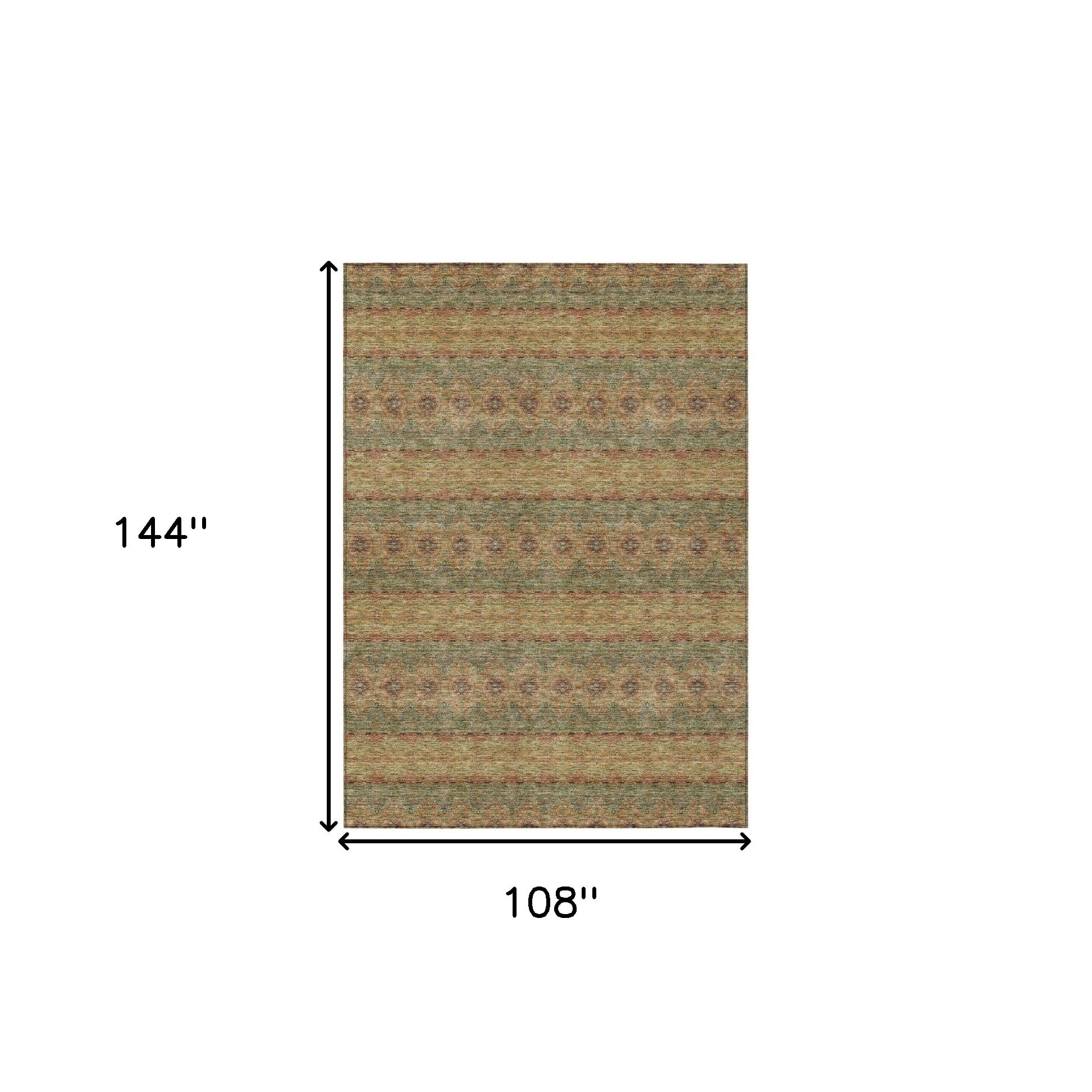 HomeRoots 578332 9 x 12 ft. Floral Medallion Washable Indoor & Outdoor Rectangle Area Rug, Artichoke Green & Olive Green