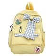 thumbnail image 2 of BESEW7 Kawaii Plaid Bowknot Backpack, Aesthetic Nylon Lightweight Daypack for Women Girls, Preppy Style Casual Bag for Travel Yellow, 2 of 8