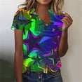 thumbnail image 2 of Hyknon Pride Shirt for Women Summer Fashion Short Sleeved V-neck Buttons LGBT Blouses Casual Tie-dye Printed Loose Fit Inspirational Equality Tops, S-5XL, 2 of 5