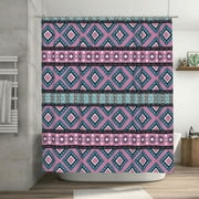 Vintage Tribal Style Pink Pattern Shower Curtain, Waterproof Bath Curtains for Bathroom Decorations, 72 x 72 inches