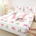 thumbnail image 3 of Homewish Bow Bowtie Ribbon Twin Sheet Sets,Colorful Flower Floral Twin Fitted Sheet,First Letter M Flat Sheet For Girls,Super Cozy Room Decor,3pcs, 3 of 7