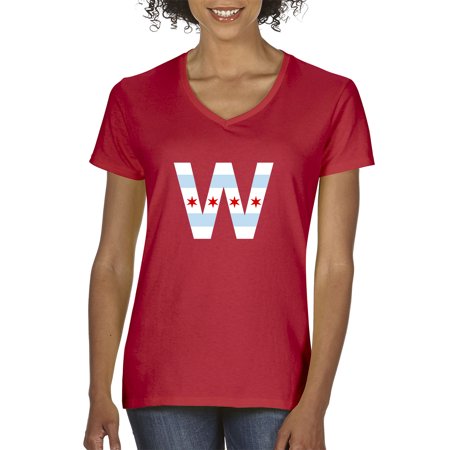 Trendy Usa Trendy Usa 1370 Women S V Neck T Shirt Chicago Flag