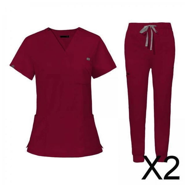 2x Conjunto De Uniforme De Enfermería, Camiseta Y Pantalones De Enfermera Para Cosmetología, Peluquero De Mascotas