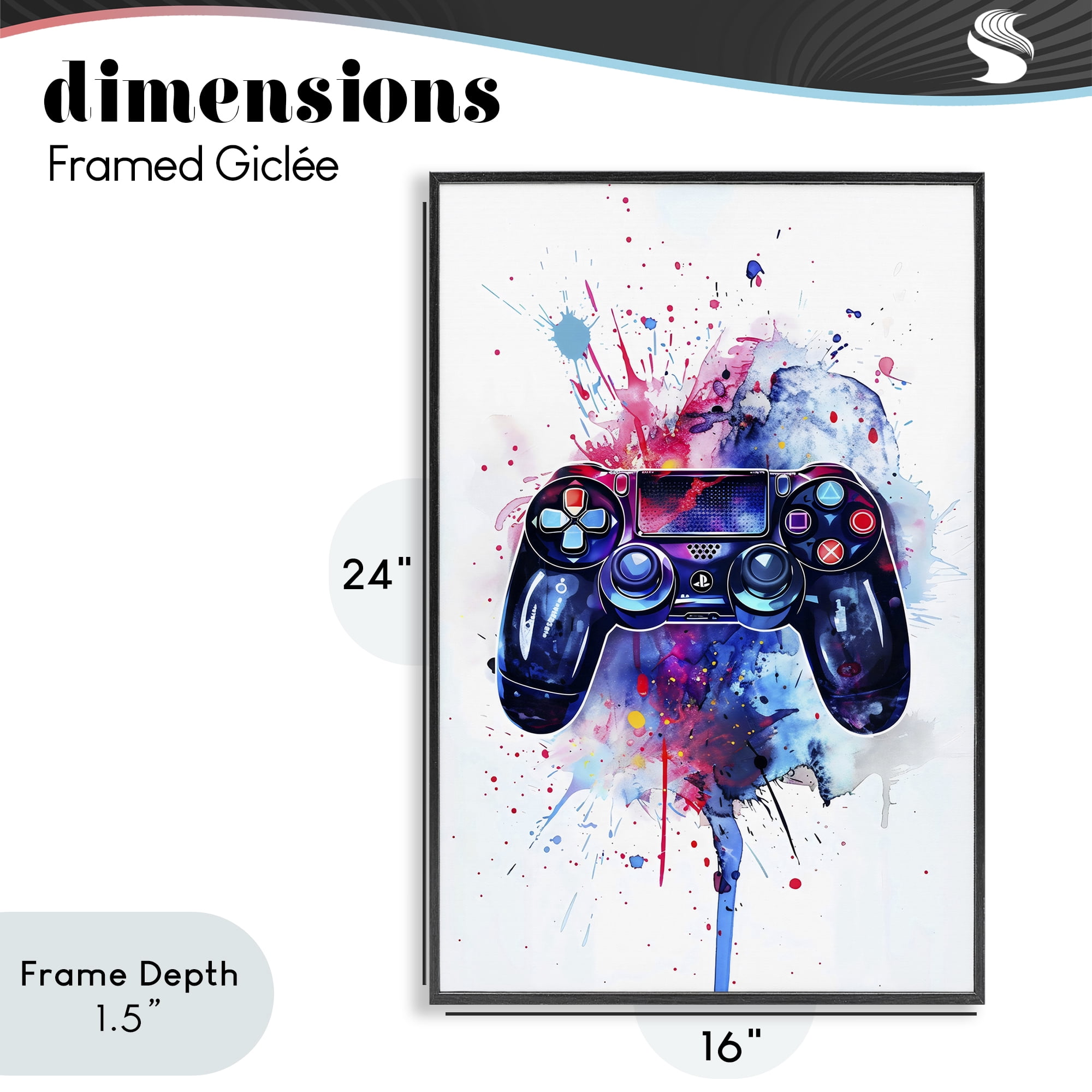Stupell Industries Burst of Color Controller Black Framed Giclee Art, design by Creative Studio