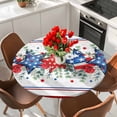 thumbnail image 2 of Round Table Cover 36-44 Inch Independence Day Waterproof Reusable Table Cloth Round Fitted Vinyl Tablecloth with Elastic Edged for Parties Outdoors, Star Stripe Flag Eucalyptus Red Blue, 2 of 9