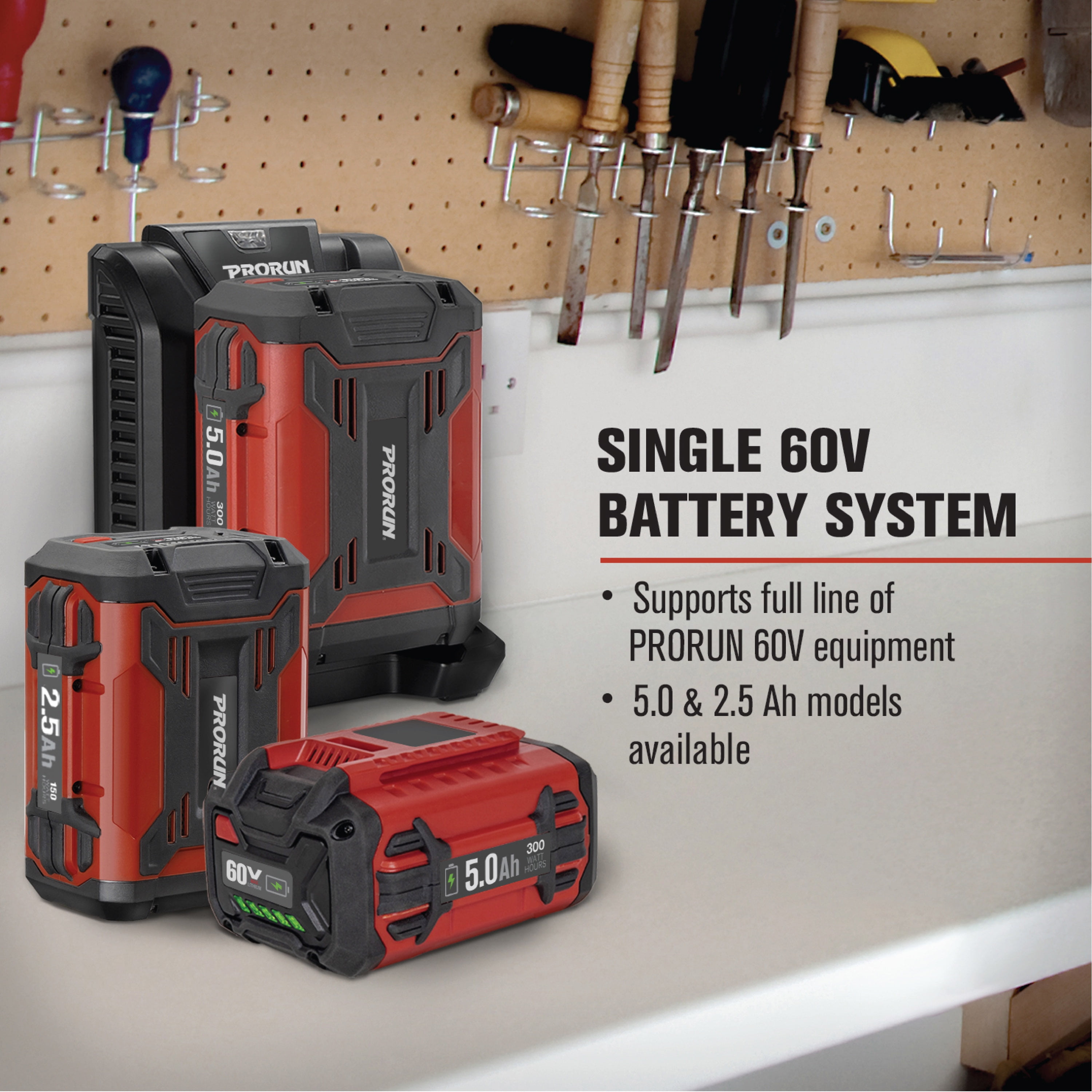 PRORUN 60V 21-in. Steel Deck Cordless Push Lawn Mower with 2.5 Ah Battery and Charger