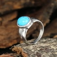 thumbnail image 4 of PAMTIER Unisex Stainless Steel Vintage Simple Domed Oval Cut Simulated Turquoise Gemstone Biker Ring Gothic Punk Statement Band Silver Size 9, 4 of 6