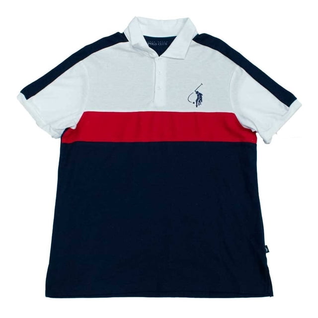 Playera Polo Polo Club para Caballero Franja en Pecho Azul Marino Talla CH