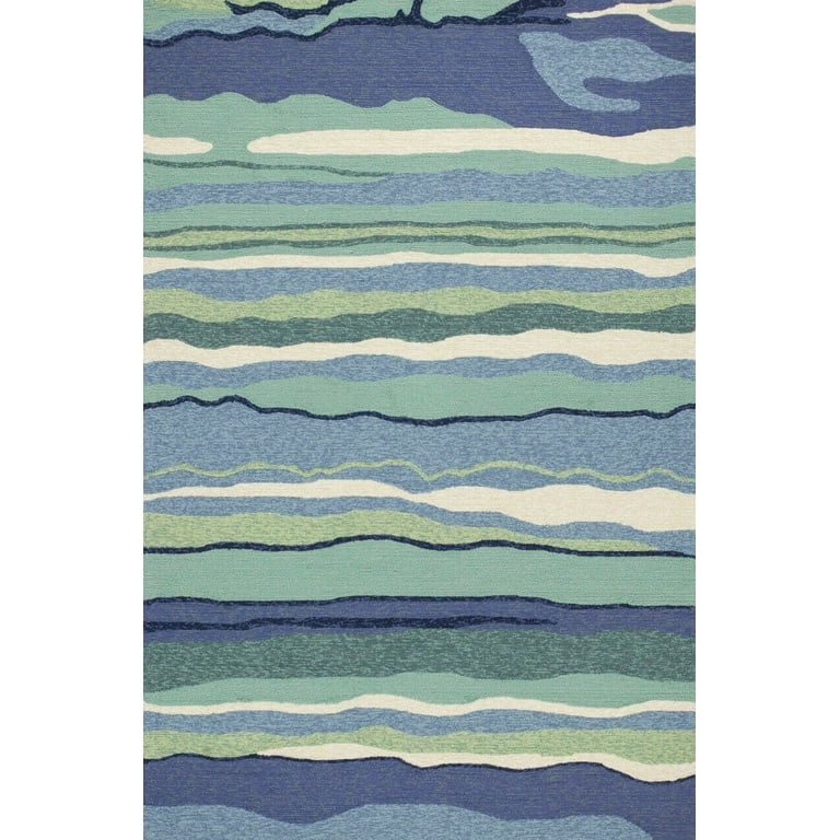 8'X10' Ocean Blue Hand Woven Uv Treated Ocean Waves Indoor Outdoor Area Rug 8'X10' Ocean Blue Hand Woven Uv Treated Ocean Waves Indoor Outdoor Area Rug
