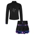 thumbnail image 4 of Eandarui Kids Girls 2 Pieces Tennis Golf Dress Set Figure Ice Skating Dance Suit Rhinestone Black 8, 4 of 7
