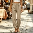 thumbnail image 5 of Hurxie Women's High Waisted Sweatpants Workout Active Joggers Pants Baggy Lounge Bottoms Khaki,L, 5 of 6