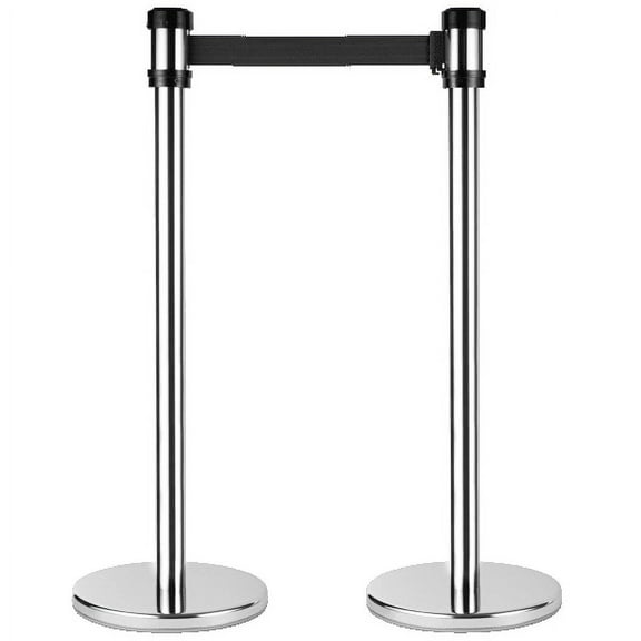 Karat 38" Silver Guidance Stanchion with 78" Black Retractable Belt - Set of 2