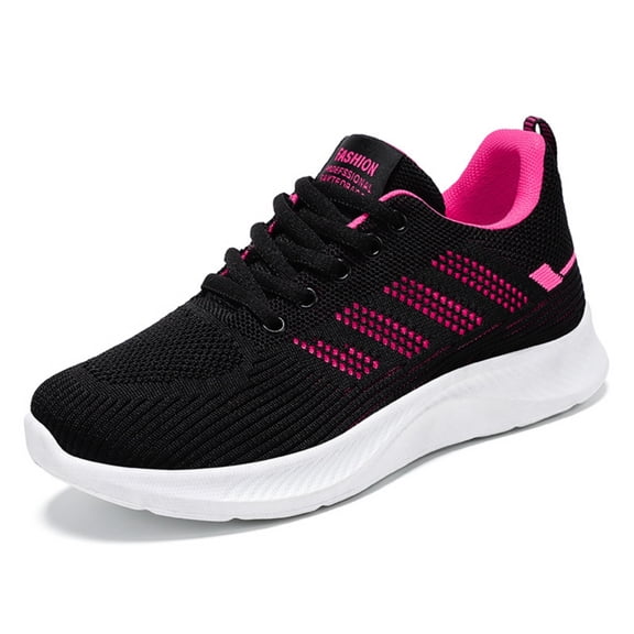 Women Lightweight Walking Sneakers Breathable Knit Lace Up Casual Athletic Shoes