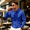 thumbnail image 5 of Vxararl Men's Polo Shirts Light Blue Quick Dry Mens Long Sleeve Tee Shirts Moisture Wicking Athletic Workout Golf Polo Shirts for Men Royal Blue 2XL, 5 of 9