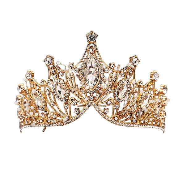 DESIGNICE Crown Alloy Material Electroplated Craft Birthday Crown Perfect for Wedding Princess Crown 8x16cm,White