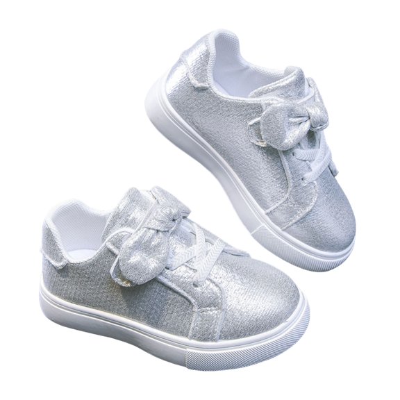 WXFAZCVU Toddler Girl Shoes Shiny Bow Soft Soled Shoes Lightweight Sneakers Fashion Goingout Size 11