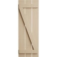 thumbnail image 2 of Ekena Millwork 17 1/2"W x 80"H Rustic Three Board Spaced Board-n-Batten Rough Cedar Faux Wood Shutters w/Z-Board (Per Pair), Primed Tan, 2 of 10