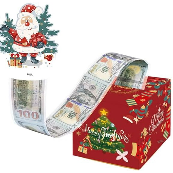 Christmas Money Box for Cash Gift with Pull Out,Surprise Happy Birthday Money Pull Box for Toddler Adults,Men Women Box Gift with Transparent Bags,Party Decoration,Birthday Gift Ideas for Daughter Son