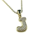 thumbnail image 2 of 14K Gold Plated Micro Letter J Rope Chain Initial Monogram Pendant Monogram Hip Hop Necklace 24", 2 of 5