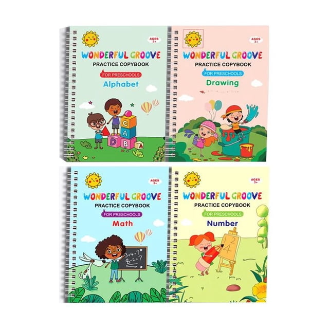 SGACAI Libro de práctica de escritura a mano para niños, juego de cuaderno de práctica para niños, Groo?? reutilizable