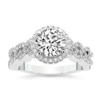 IGI Certified 1 Carat Round Shape Lab Grown Diamond Engagement Ring | 14K White Gold | Imperiella Halo Celtic Knot Diamond Ring | FG-VS1-VS2 Quality Friendly Diamonds