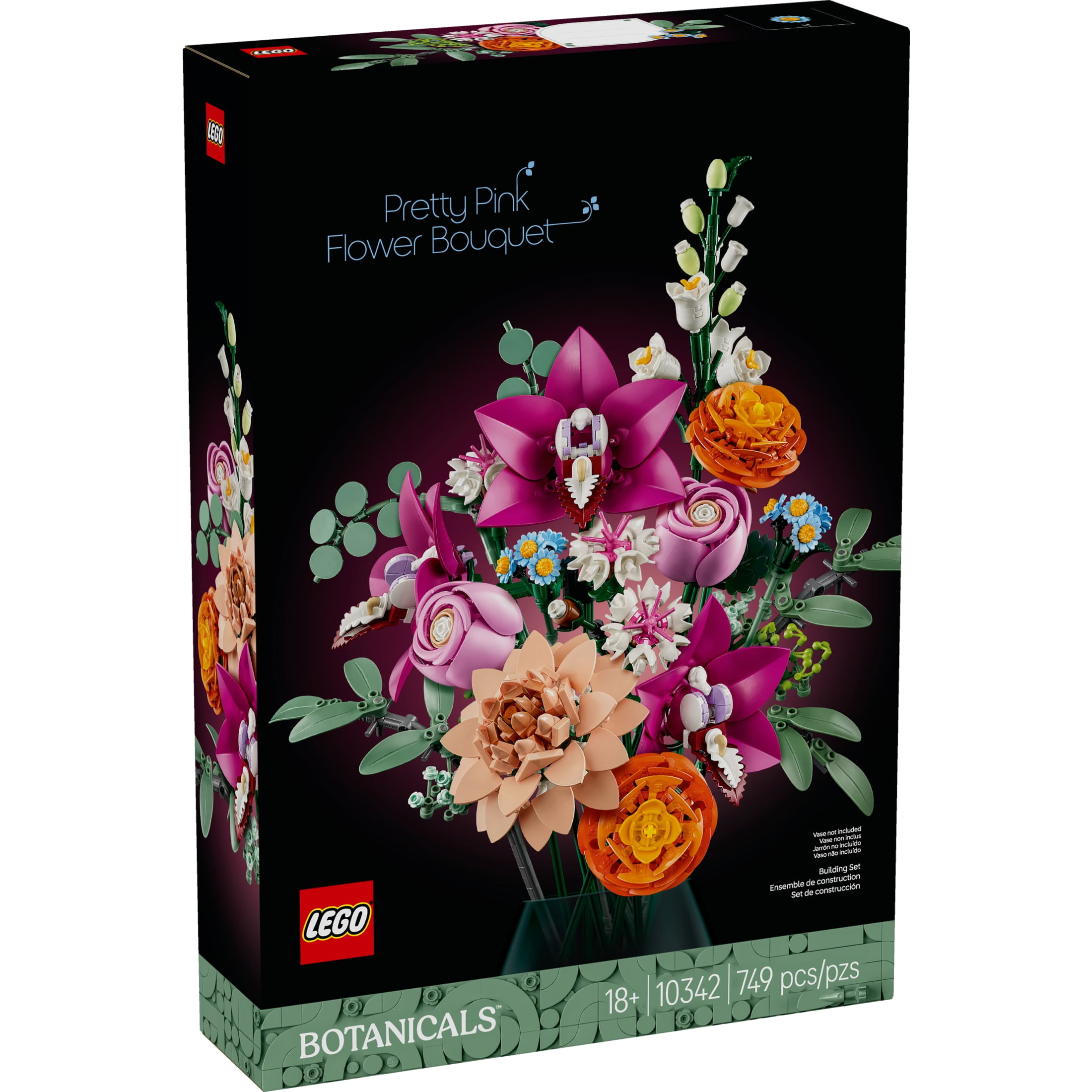 LEGO Botanicals Pretty Pink Flower Bouquet Building Set for Adults - Artificial Flowers for Decor or Table Display - Gift for Birthdays - 10342