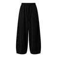 thumbnail image 2 of HomeDM Women's Sweatpants Drawstring Loose Lounge Pants with Pockets for Summer Casual Work Black L, 2 of 8