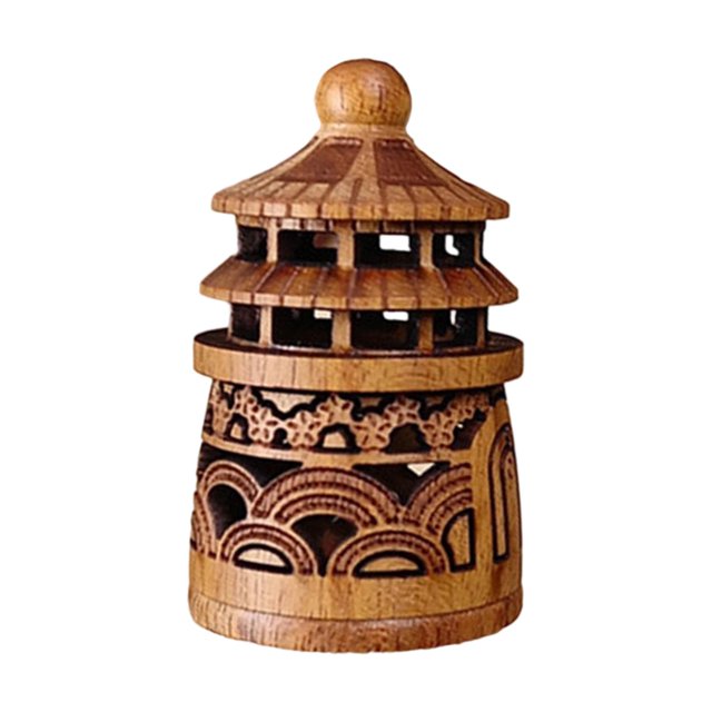 Colgante de madera tallada, adorno colgante fácil de llevar, hueco, creativo, llavero de regalo Forma de pagoda