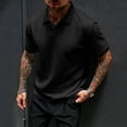 thumbnail image 2 of Polo Shirts for Men Knit Tops Lapel Collar V Neck Short Sleeve Jacquard Textured Casual Pullover Tees, 2 of 7