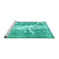 thumbnail image 2 of Ahgly Company Machine Washable Indoor Square Abstract Turquoise Blue Modern Area Rugs, 3' Square, 2 of 4