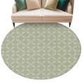 thumbnail image 2 of 6Ft Round Rug, Sage Green Non-Skid Rubber Backing Large Area Rugs - Living Room Bedroom Home Office, Geometric Flower Leaf Diamond Plaid Retro Indoor Floor Mat Carpets Washable Rug, 2 of 9