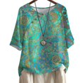 thumbnail image 1 of CHOK T-shirt Grande Taille pour Femmes Imprimé Lys Rose Col Rond Manches Courtes Décontracté Blouse Ample, 1 of 6