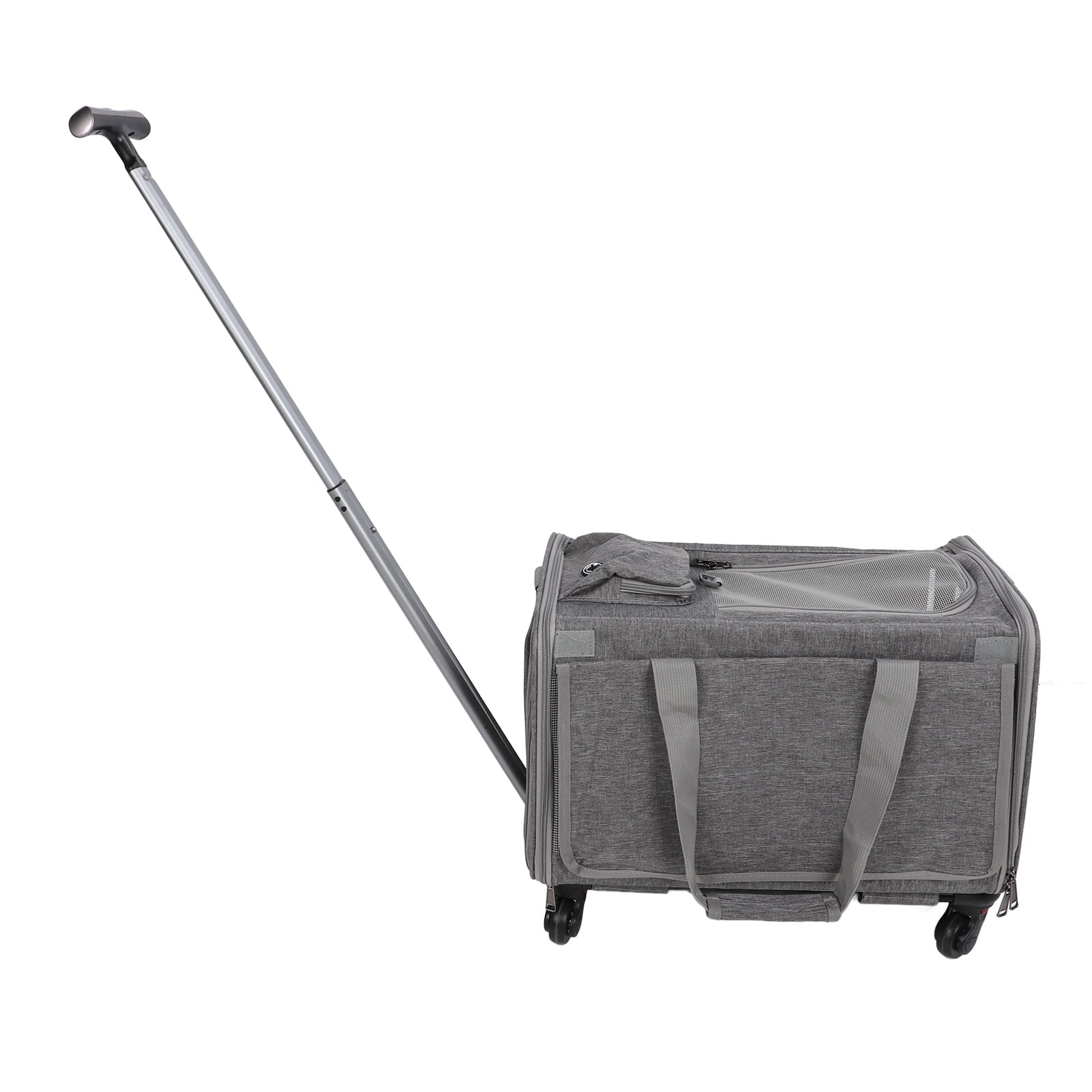 Airline Approved Pet Carrier with Wheels, ABS Canvas Rolling Cat Dog Carrier Telescopic Handle Pet Travel Carrier with Adjustable Shoulder Straps for Small to Medium Sized Pets