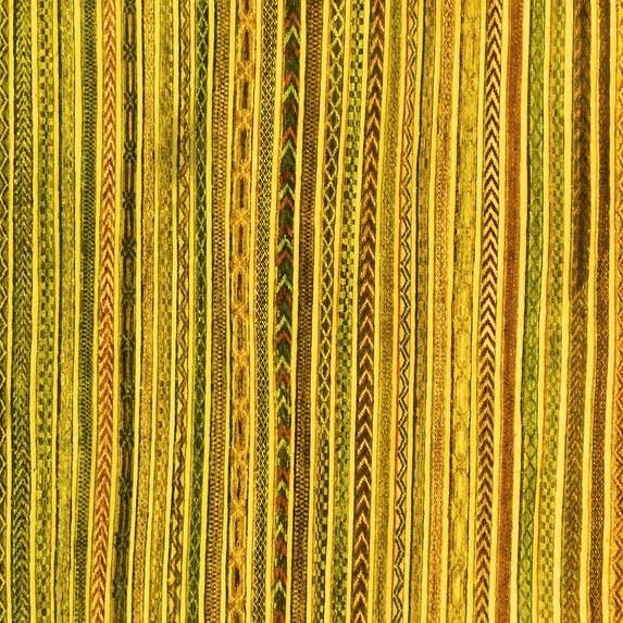 Ahgly Company Machine Washable Indoor Square Abstract Yellow Modern Area Rugs, 7' Square