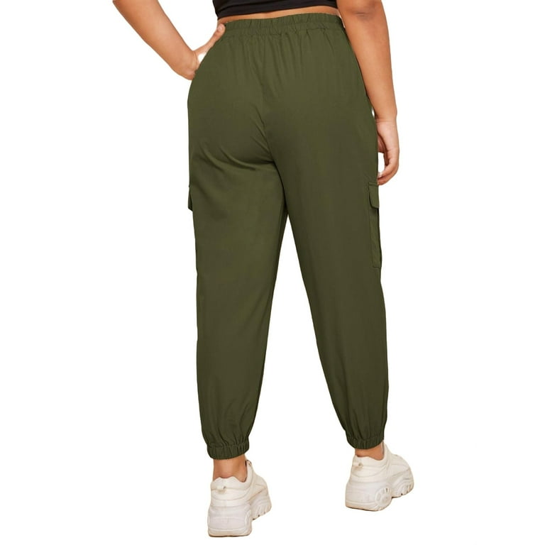 Women's Plus Size Casual Drawstring Waist Jogger Workout Cargo Pants With  Pocket Outdoor Trousers 5XL(22) 