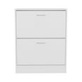 thumbnail image 2 of Wooden Cabinets, Inola Two-Door Shoe Rack Cabinet With Adjustable Shelves, Modern Storage Organizer, White, White Living Room Cabinets,Particle Board Cabinets With Doors, 2 of 8
