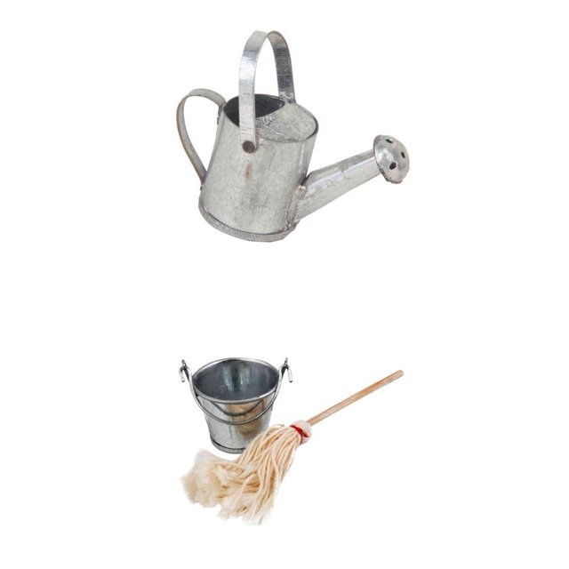 1:12 Dollhouse Miniature Floor Mop Bucket \u0026 Metal Regadera Para Limpieza De Accesorios Sunnimix Muñecas Miniatura