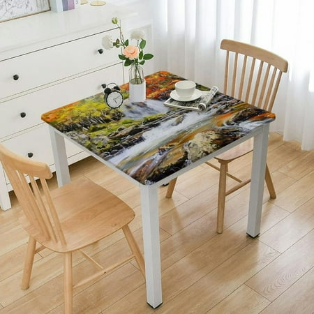 

Zhiwo Waterfall Trees Stream Square Tablecloth Great for Home Kitchen/Parties/Holiday Dinner 100% Polyester Fiber 52*52