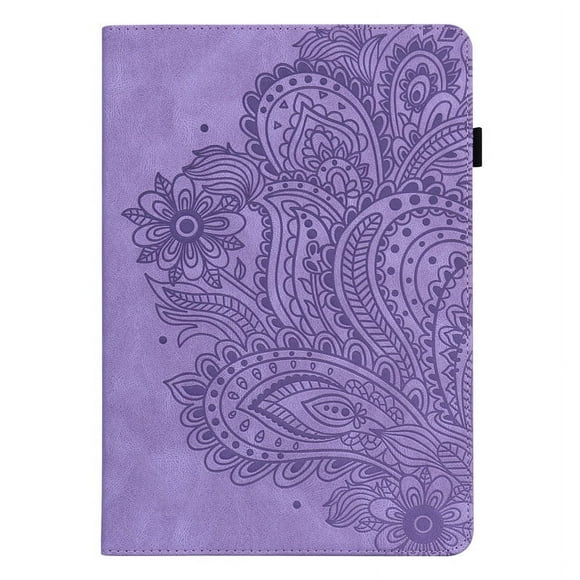 Embossed Tree Deer Tablet Cover for Samsung Galaxy Tab a sm t510 Case Wallet Flip Cover For Samsung Tab A 10.1 2019 Case sm t515 purple-flower Tab A 10.1 2019 T515