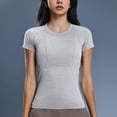 thumbnail image 4 of Uootdi Hauts à Manches Courtes pour Femmes Col Rond Sans Couture Tricot Compression Ajusté Doux Respirant Chemises Décontractées de Sport Cadeau, 4 of 9