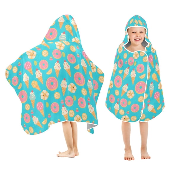 joogoo Ice Cream Donuts Kids Hooded Beach Towel Baby Bath Towel 23.5"x50"