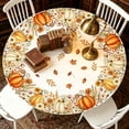 thumbnail image 5 of Fall Sunflower Round Tablecloth, Burnt Orange Pumpkin Thanksgiving Waterproof Table Cover for Kitchen Picnic Party Home Decor 47 In B, 5 of 6