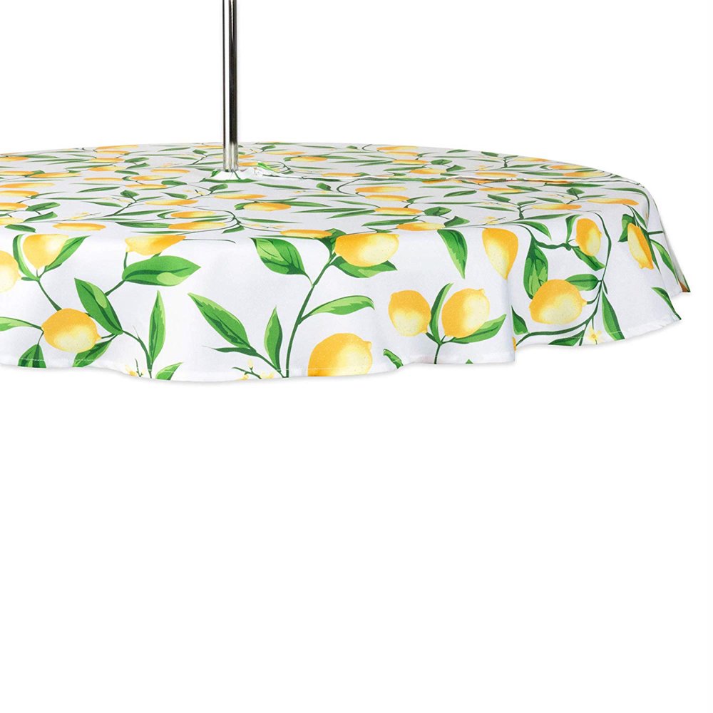 DII Lemon Bliss Print Outdoor Tablecloth With Zipper 60 Round Walmart