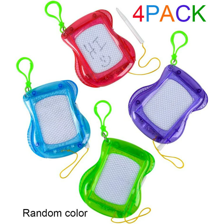 Autrucker Mini Drawing Board, 4 Pcs Small Magnetic Doodle Board for Kids, Portable Backpack Keychain Doddle Board with Pen, Kid Sketch,Random Color