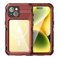 thumbnail image 5 of Dteck Waterproof Case for iPhone 15,Shockproof Aluminum Alloy Built-in Screen Protector IP68 Underwater Case Military Dropproof Mag Safe Full-Body Protection Clear Back Cover,Red, 5 of 11