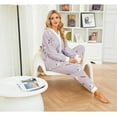 thumbnail image 2 of LYCY Womens Fuzzy Plush Pajama Set, Soft Warm Fleece Pajama for Women Cute Long Embroidered 2 Piece Sleepwears(Peach-lavender,Large), 2 of 7