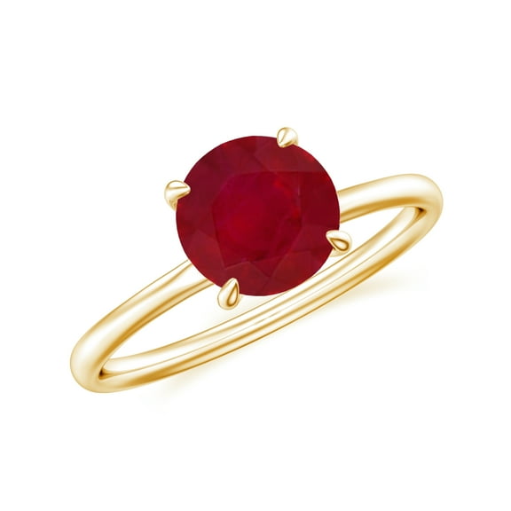 1.5 CT Natural Ruby Solitaire Ring for Women in Sterling Silver / Yellow Gold Plated| July Birthstone, Birthday, Engagement, Wedding Jewelry Gift Ring Size 5