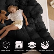 Superior Solid Comforter Down Alternative Bedding, King, Black