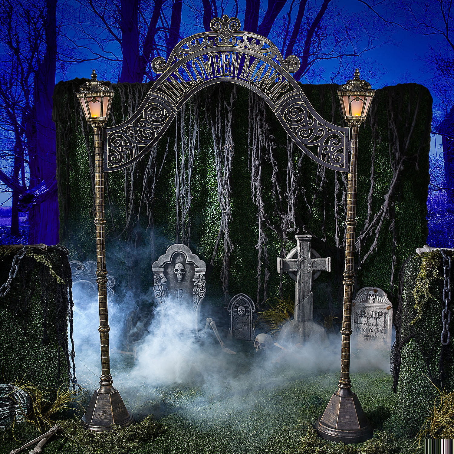 Sunstar Spooky Large 8.5 ft. Outdoor Graveyard Archway Gate