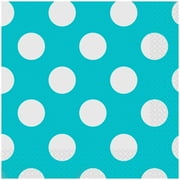 Polka Dot Teal Paper Luncheon Napkins, 6.5in, 45 Count, by Walmart